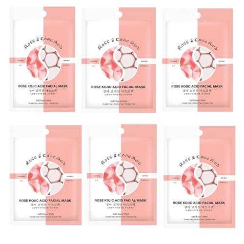 #ColaboraciónPagada<br>6 Piezas Mascarilla Facial Rose Mascarilla Hidratante Reafirmante Ilumina la Piel Firmeza y Elasticidad
