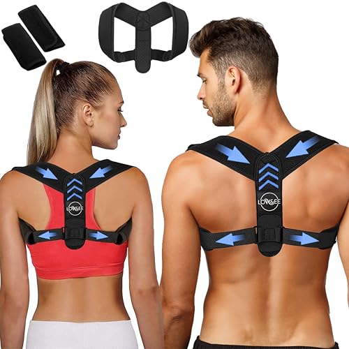 #Commissioniguadagnate<br>® Correttore Posturale Fascia Posturale Spalle e Schiena Correttore Postura Regolabile Traspirante Correttore Postura Uomo e Donna Correttore Schiena Include 2 Cuscinetti Protettivi