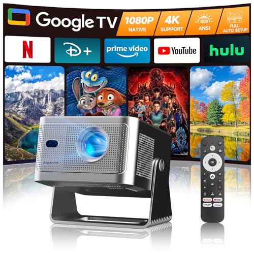 #Commissioniguadagnate<br>Mini Proiettore Portatile 4K con Google TV Full HD 1080P Nativo App Integrate Videoproiettore Bluetooth WiFi Projector Autofocus Keystone 6D Evitamento Ostacoli Smart TV Telefono